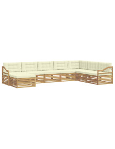 Set di divani da esterno 8 pcs Bianco e Crema Poliestere 2