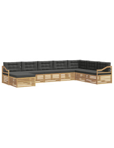 Set di divani da esterno 8 pcs Bianco e Antracite Poliestere 2
