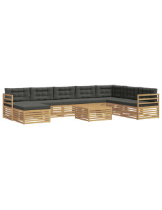 Set di divani da esterno 9 pcs Bianco e Antracite Poliestere 2