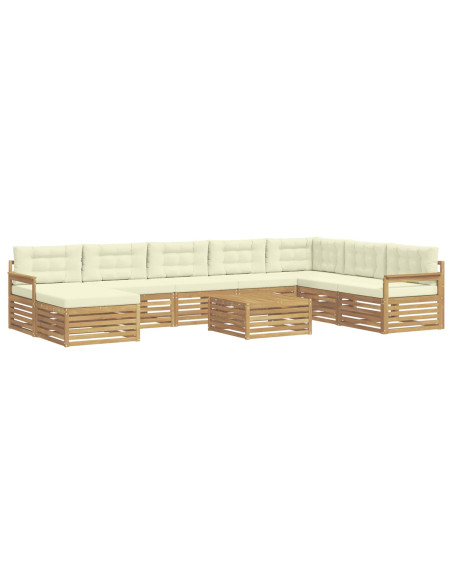 Set di divani da esterno con cuscino 9 pcs Bianco e Crema