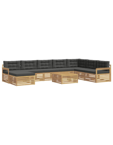 Set di divani da esterno con cuscino 9 pcs Bianco e Antracite