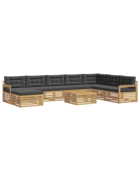 Set di divani da esterno con cuscino 9 pcs Bianco e Antracite