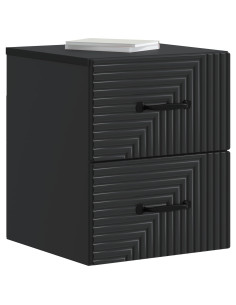 Mobiletto da notte a muro con cassetto Nero 34,5 x 33 x 40 cm 2