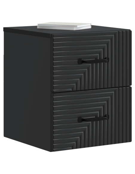 Mobiletto da notte a muro con cassetto Nero 34,5 x 33 x 40 cm