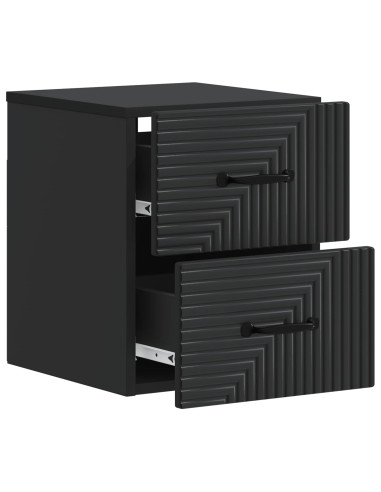 Mobiletto da notte a muro con cassetto Nero 34,5 x 33 x 40 cm