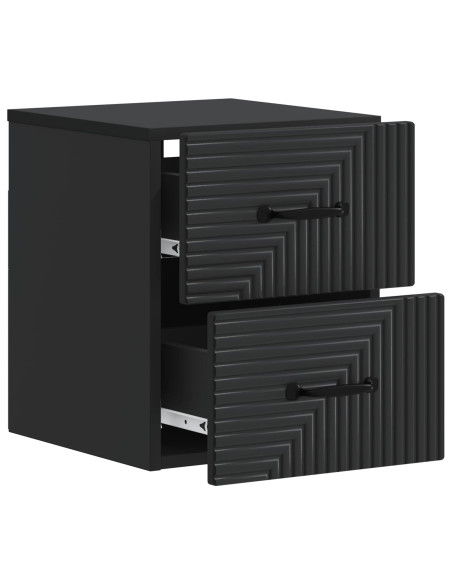 Mobiletto da notte a muro con cassetto Nero 34,5 x 33 x 40 cm