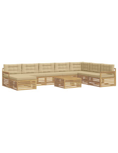 Set di divani da esterno con cuscino 9 pcs Bianco e Beige 2