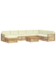 Set di divani da esterno con cuscino 9 pcs Bianco e Crema 2