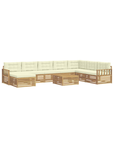 Set di divani da esterno con cuscino 9 pcs Bianco e Crema