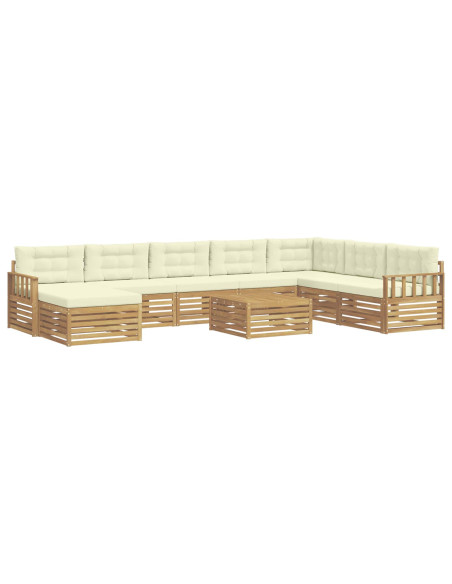 Set di divani da esterno con cuscino 9 pcs Bianco e Crema