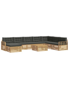 Set di divani da esterno con cuscino 9 pcs Bianco e Antracite 2