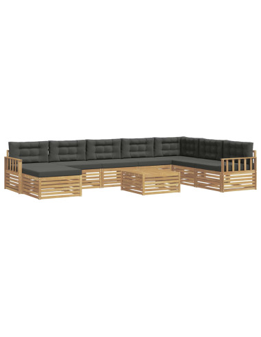 Set di divani da esterno con cuscino 9 pcs Bianco e Antracite