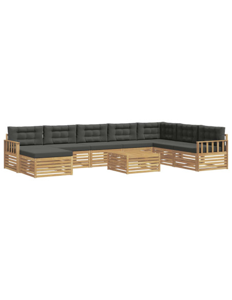 Set di divani da esterno con cuscino 9 pcs Bianco e Antracite