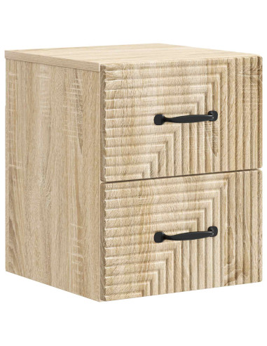 Mobiletto da notte a muro 2 pcs Rovere Sonoma 34,5 x 33 x 40 cm