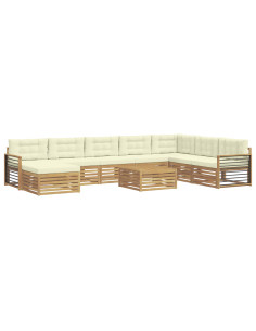 Set di divani da esterno con cuscino 9 pcs Bianco e Crema 2