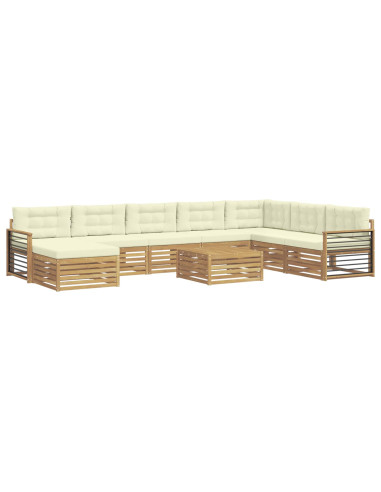 Set di divani da esterno con cuscino 9 pcs Bianco e Crema
