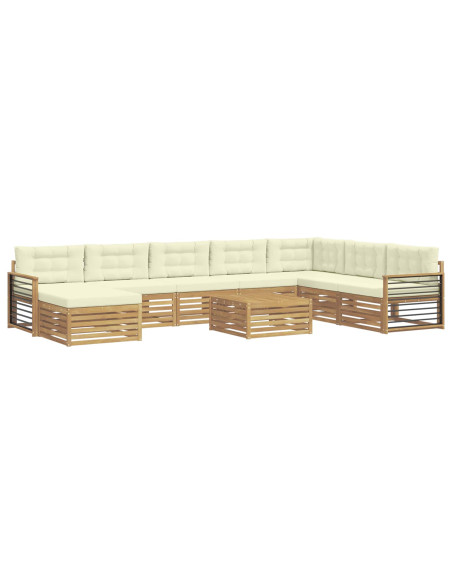 Set di divani da esterno con cuscino 9 pcs Bianco e Crema