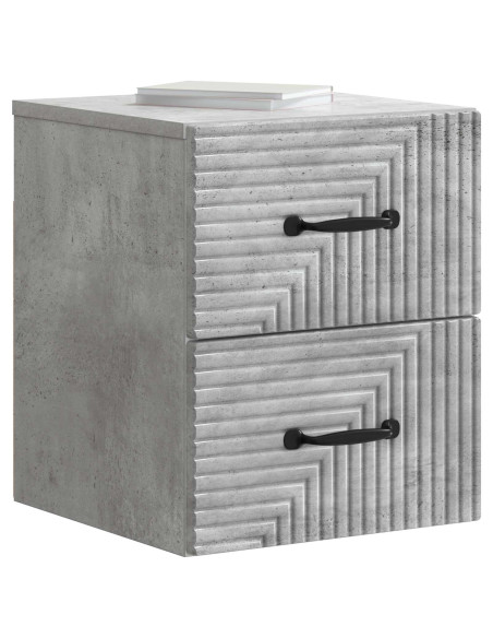 Mobiletto da notte a muro con cassetto 2 pcs Grigio Cemento