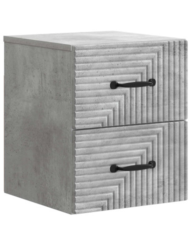 Mobiletto da notte a muro con cassetto 2 pcs Grigio Cemento