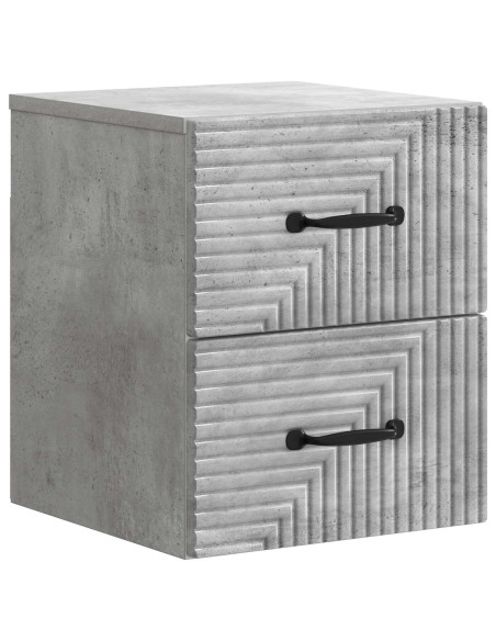 Mobiletto da notte a muro con cassetto 2 pcs Grigio Cemento
