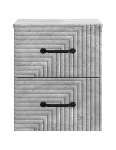 Mobiletto da notte a muro con cassetto 2 pcs Grigio Cemento