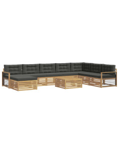 Set di divani da esterno con cuscino 9 pcs Bianco e Antracite 2