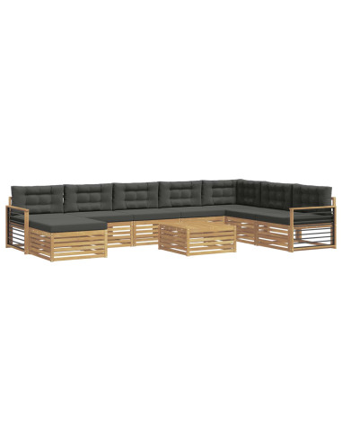 Set di divani da esterno con cuscino 9 pcs Bianco e Antracite