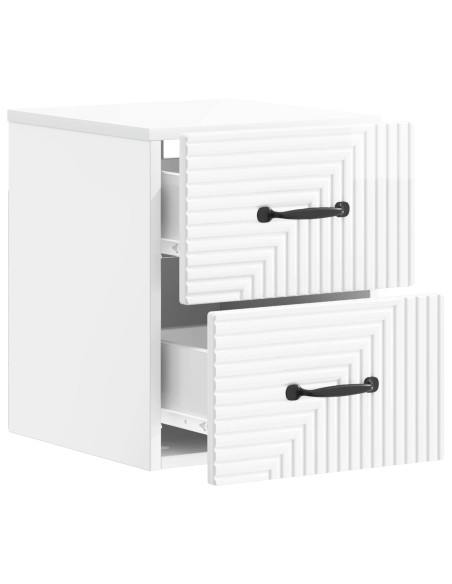 Mobiletto da notte a muro Bianco Lucido 34,5 x 33 x 40 cm