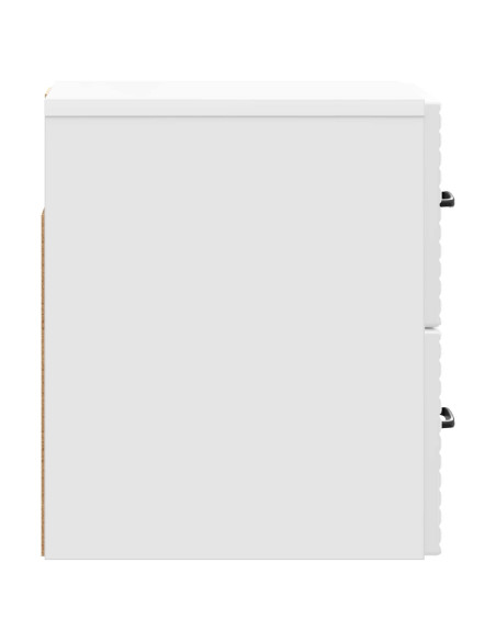 Mobiletto da notte a muro Bianco Lucido 34,5 x 33 x 40 cm