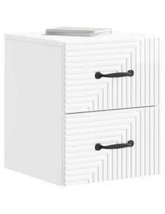 Mobiletto da notte a muro 2 pcs Bianco Lucido 34,5 x 33 x 40 cm 2