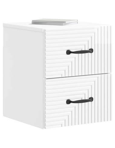 Mobiletto da notte a muro 2 pcs Bianco Lucido 34,5 x 33 x 40 cm