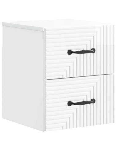 Mobiletto da notte a muro 2 pcs Bianco Lucido 34,5 x 33 x 40 cm