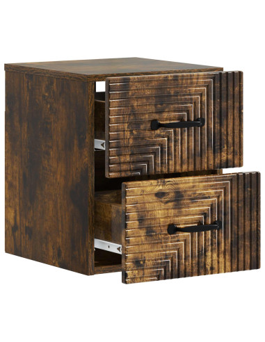 Mobiletto da notte a muro Rovere Fumo 34,5 x 33 x 40 cm