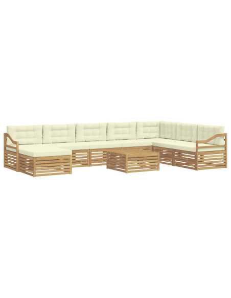 Set di divani da esterno 9 pcs Bianco e Crema Poliestere