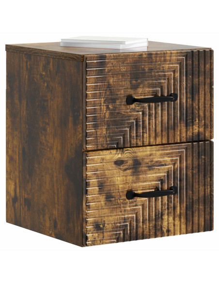 Mobiletto da notte a muro 2 pcs Rovere Fumo 34,5 x 33 x 40 cm