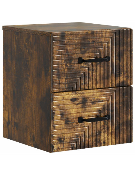 Mobiletto da notte a muro 2 pcs Rovere Fumo 34,5 x 33 x 40 cm