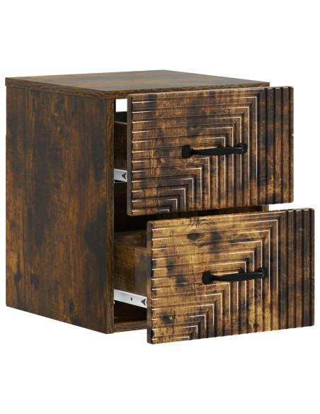 Mobiletto da notte a muro 2 pcs Rovere Fumo 34,5 x 33 x 40 cm