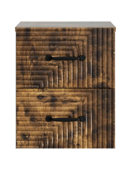 Mobiletto da notte a muro 2 pcs Rovere Fumo 34,5 x 33 x 40 cm