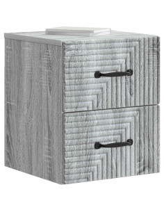 Mobiletto da notte a muro Grigio Sonoma 34,5 x 33 x 40 cm 2