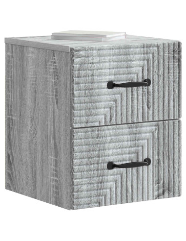 Mobiletto da notte a muro Grigio Sonoma 34,5 x 33 x 40 cm