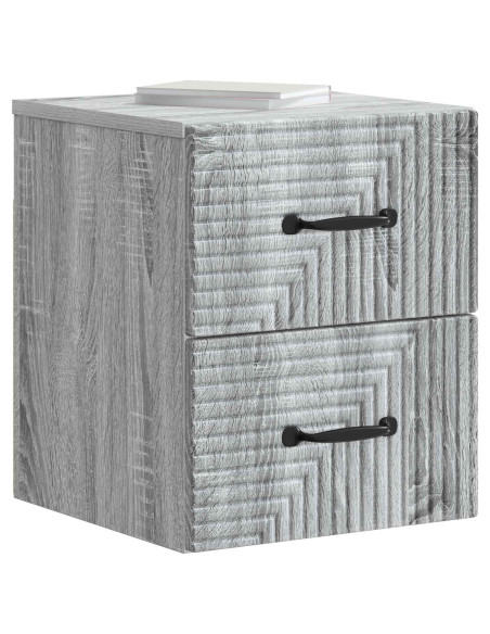 Mobiletto da notte a muro Grigio Sonoma 34,5 x 33 x 40 cm