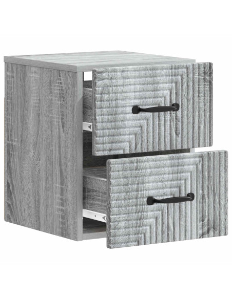 Mobiletto da notte a muro Grigio Sonoma 34,5 x 33 x 40 cm