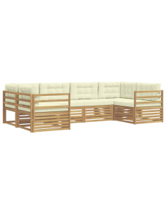 Set di divani da esterno 6 pcs Bianco e Crema Poliestere 2
