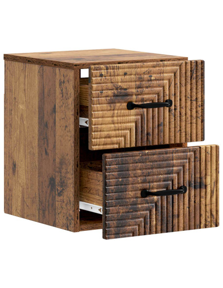 Mobiletto da notte a muro Legno antico 34,5 x 33 x 40 cm