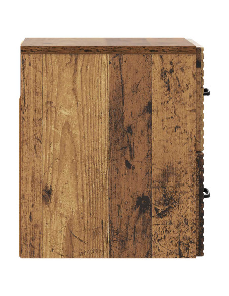 Mobiletto da notte a muro Legno antico 34,5 x 33 x 40 cm