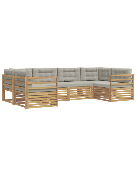 Set di divani da esterno 6 pcs Bianco e Grigio Chiaro