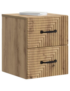 Mobiletto da notte a muro con cassetto 2 pcs Rovere Artigianale 2