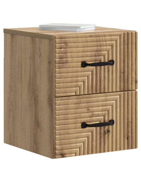 Mobiletto da notte a muro con cassetto 2 pcs Rovere Artigianale