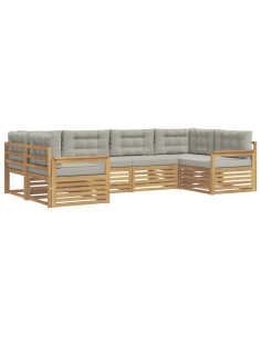 Set di divani da esterno 6 pcs Bianco e Grigio Chiaro 2