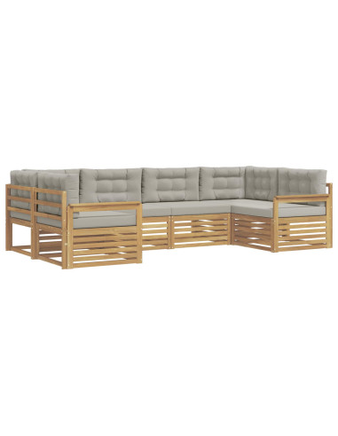 Set di divani da esterno 6 pcs Bianco e Grigio Chiaro